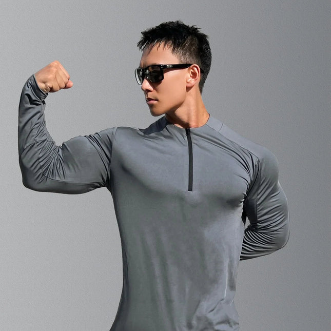 Herre Sport T-skjorte med Lange Ermer – Pustende & Quick Dry