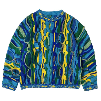 Fargerik Strikkegenser for Menn – Etno-inspirert Design med Striper | Myk, Trendy og Unik Pullover til Høst og Vinter