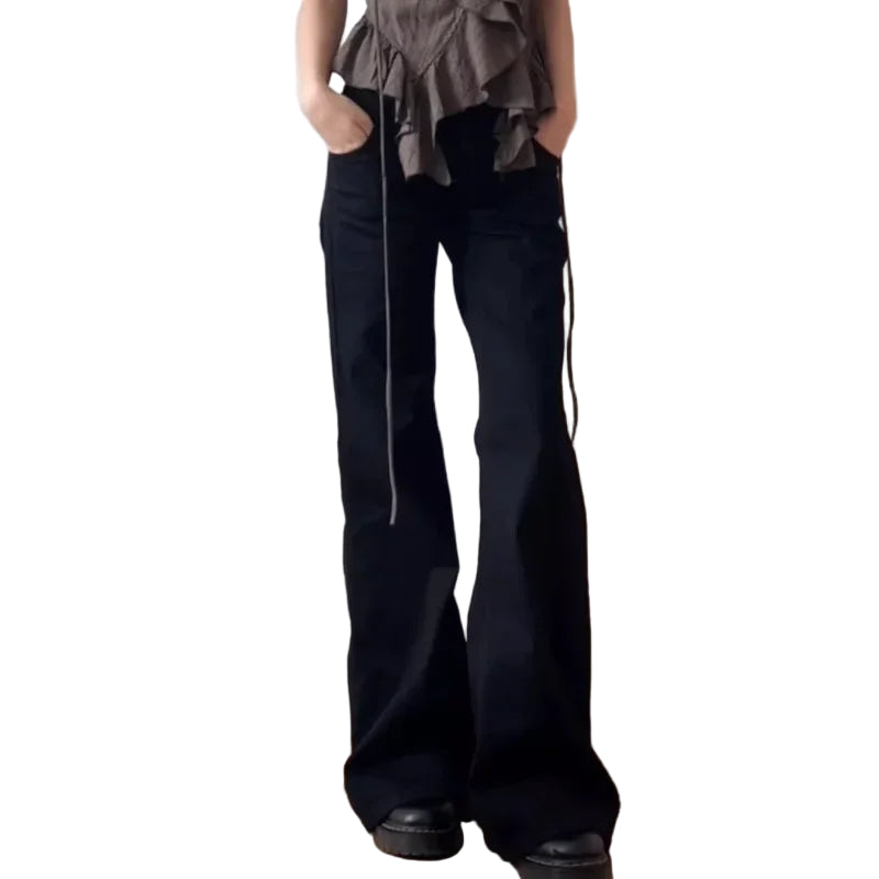 Baggy Vintage Jeans i Svart Denim – Høyt Liv, Vasket Retrostil | Unisex Streetwear & Minimalistisk Y2K Look