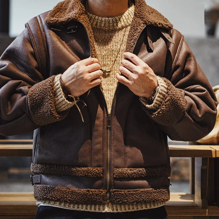 Vintage B3 Bomberjacke für Herren – Skinnjacke aus Fleece