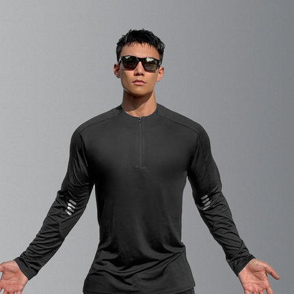 Herre Sport T-skjorte med Lange Ermer – Pustende & Quick Dry