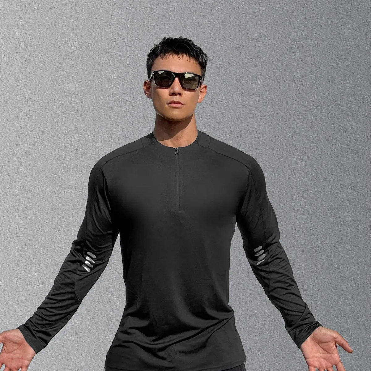 Herre Sport T-skjorte med Lange Ermer – Pustende & Quick Dry