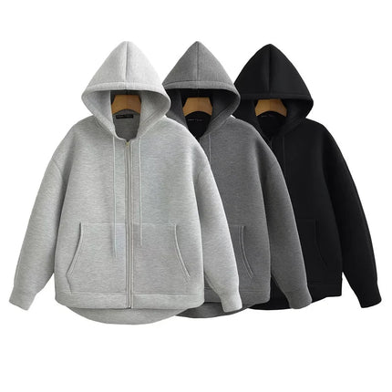 Unisex Hettegenser med Glidelås – Oversized Streetwear Hoodie med Doble Lommer | Varm & Trendy til Høst og Vinter