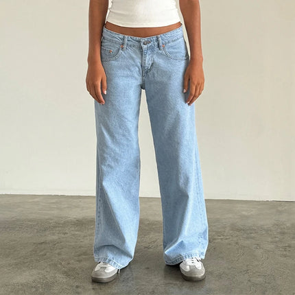 Y2K Baggy Jeans – Lav Midje & Vide Bein for Kvinner