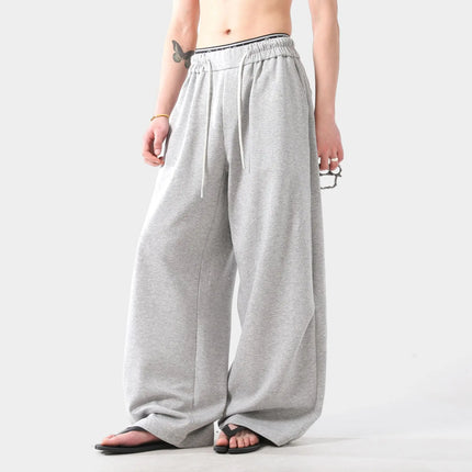 Grå Baggy Joggebukser – Vide Unisex Bukser med Lang Snøring | Urban Streetwear med Buet “Lantern”-Design