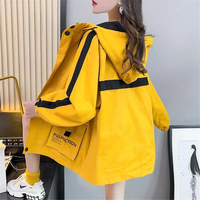 Vintage Streetwear Patchwork Jakke – Harajuku/Kpop Hoodie til Dame