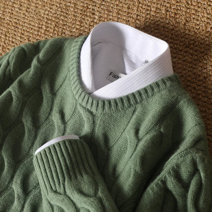 Vintergenser i 100 % Ull for Menn – Myk, Tyk og Løs Passform | Klassisk Rund Hals for Business og Casual Stil