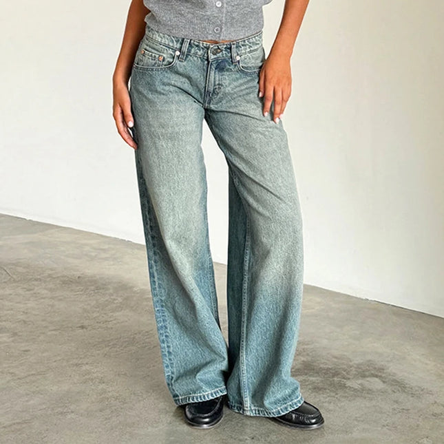 Y2K Baggy Jeans – Lav Midje & Vide Bein for Kvinner