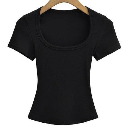 Sommerlig Kvadratisk Hals Crop Top – Kortermet Slim Fit