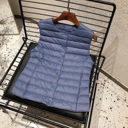 Dame Dunjakke uten Ermer – Ultralett Dunvest i 90% Hvit Andedun | Varm, Pakkbar & Perfekt for Vår & Vinter