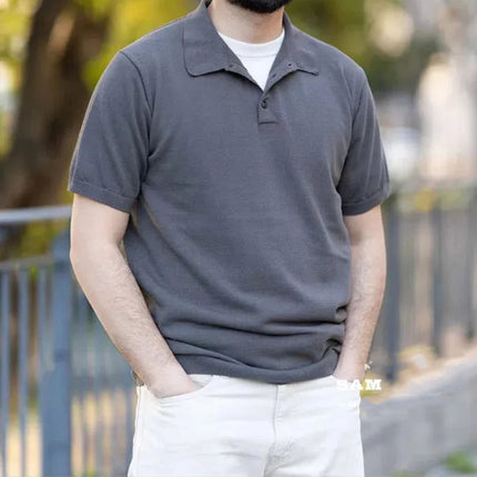 Retro Casual Polo T-skjorte til Herre – 100% Bomull, Kortermet Sommerstil