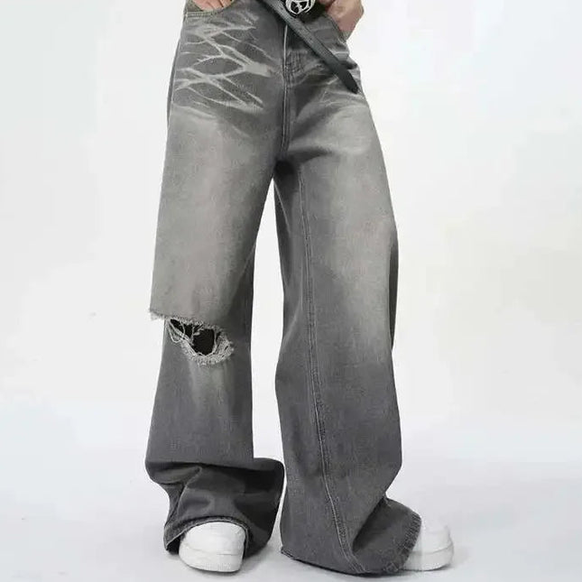 Trendy Jeans for Menn – Løse, Rette Bukser med Kontrastdetaljer | Sommerlige Wide Leg Denim Bukser i Streetwear-stil (2025)