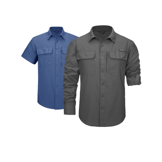 Hurtigtørkende Fiske- og Tur-Skjorte for Menn – UPF 50+ Solbeskyttelse | Pustende Skjorte med Mesh og Lommer