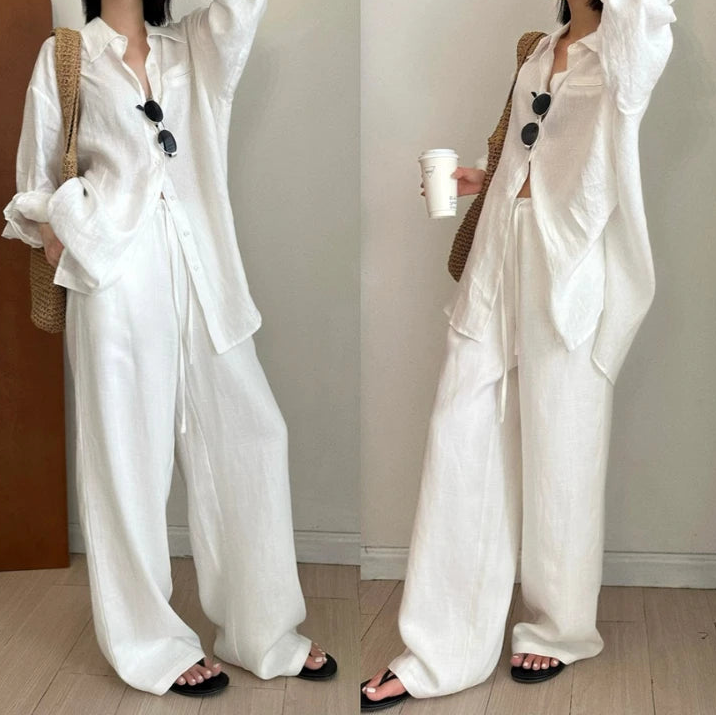 Linnebukser for Dame – Løse Wide-Leg Bukser med Snøring | Luftige, Komfortable og Stilrene Sommerbukser