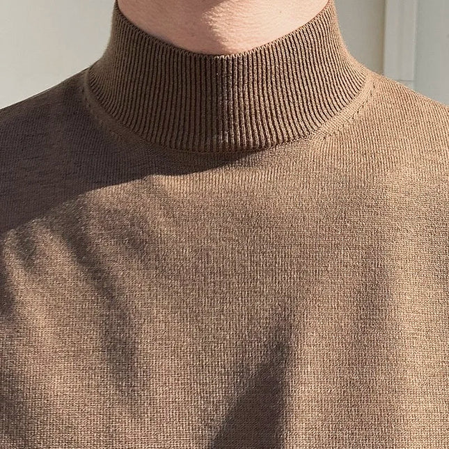 Herre Half-Turtleneck Genser – Ensfarget, Langermet & Klassisk Pullover | Høst & Vinter