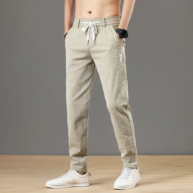 Klassiske Herrebukser i Bomull – Ensfarget, Full Lengde og Perfekte til Business Casual