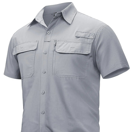 Hurtigtørkende Fiske- og Tur-Skjorte for Menn – UPF 50+ Solbeskyttelse | Pustende Skjorte med Mesh og Lommer