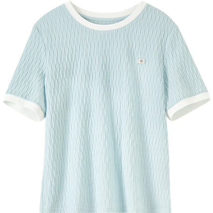Strikket T-skjorte til Dame – Plissert Design & Casual Stil