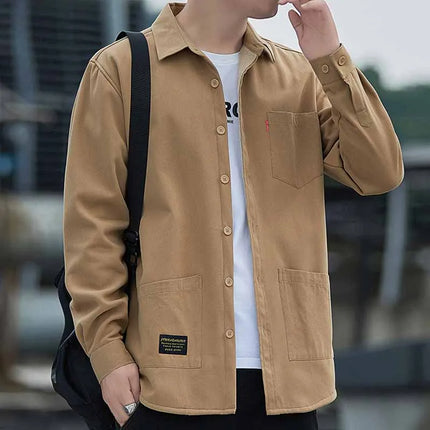 Varm Vinter Skjortejakke for Menn – Tykk Fleecefôret Skjorte i Ensfarget Design | Myk, Behagelig og Allsidig til Hverdagsbruk