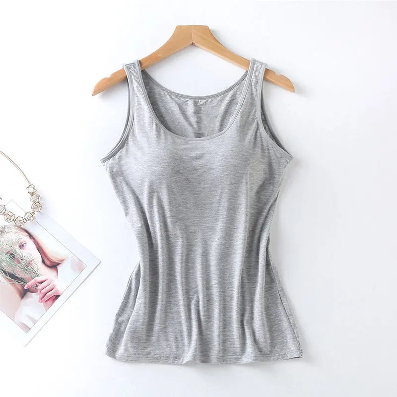 Dame Singlet med Innebygd BH – Slim Fit Topp med Polstring