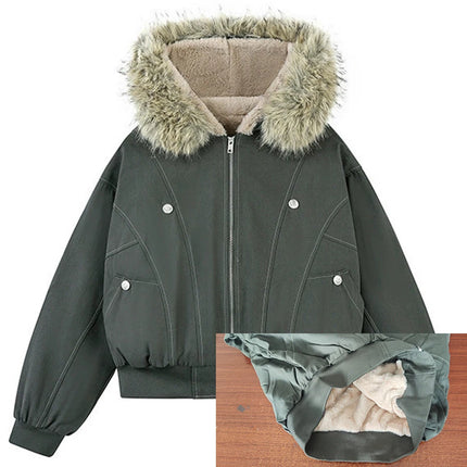 Vinterjakke for Herre med Fuskepelskrage – Tykk, Foret Parkas i Streetwear-stil | Varm Harajuku-inspirert Jakke til Kuldesesongen