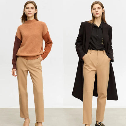 Ullbukser for Kvinner – Ankelkort Minimalistisk Design | Varm, Elegant og Komfortabel Vinterbukse i Klassisk Stil