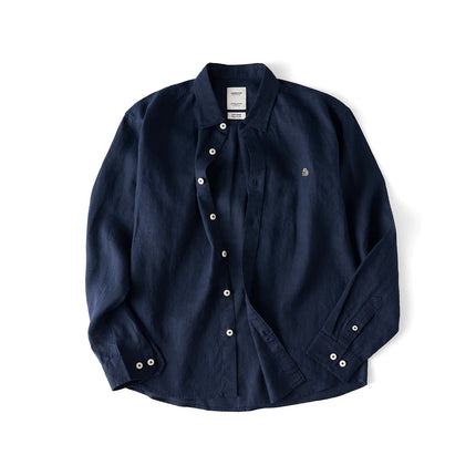 Linskjorte til Herre – Vasket Lin/Hamp, Langermet & Avslappet Vintage Sommerstil