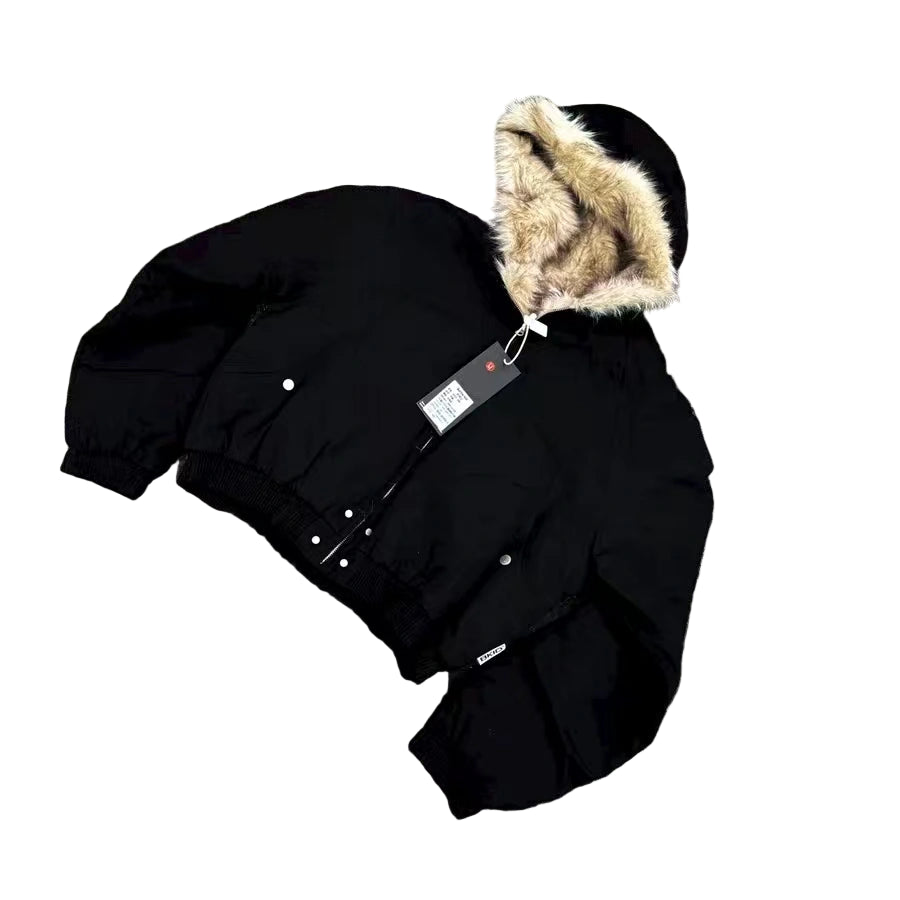 Retro Unisex Bomberjakke med Ullkrage – Tykk, Varm og Løs Jakke i Y2K Streetwear-stil | Vintage Inspirert for Menn og Kvinner