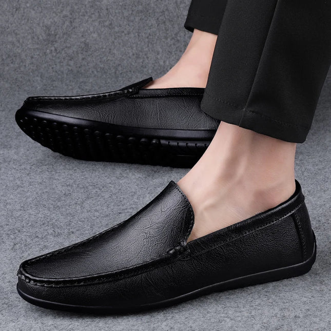 Herre Loafers i Ekte Skinn – Håndlagde Slip-on Mokasiner med Myk Såle