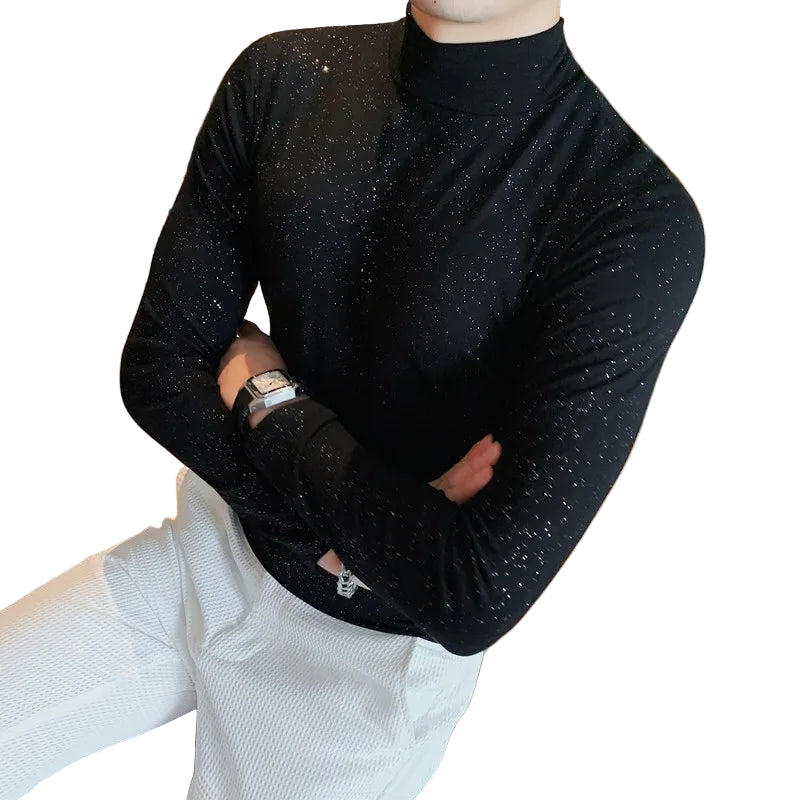 Herre Turtleneck Langermet T-skjorte – Slim Fit Premium Design | Koreansk Stil for Høst og Vinter