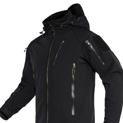 Softshell Jakke med Hette – Vanntett & Vindtett | Varm Fleecefôret Herrejakke til Tur & Hverdag