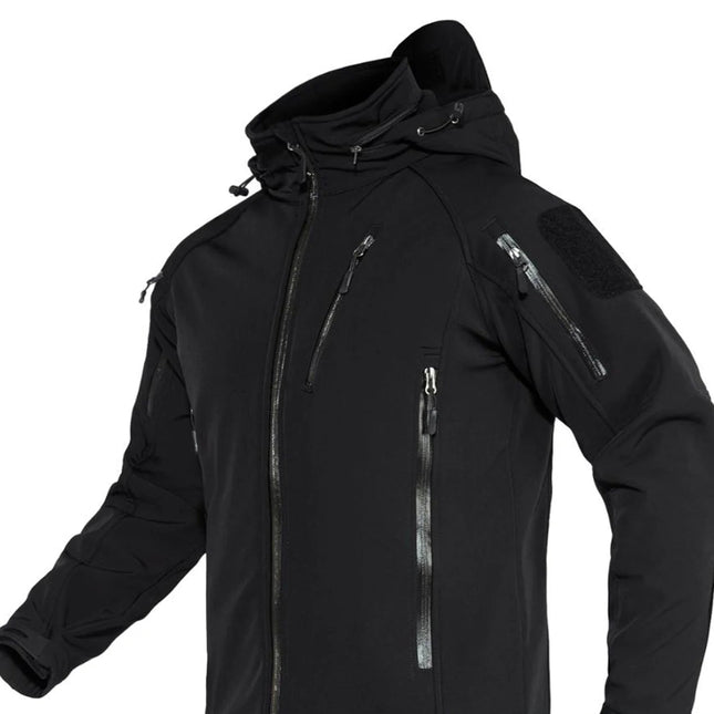 Softshell Jakke med Hette – Vanntett & Vindtett | Varm Fleecefôret Herrejakke til Tur & Hverdag