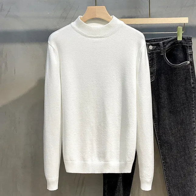 Herre Half-Turtleneck Genser – Ensfarget, Langermet & Klassisk Pullover | Høst & Vinter