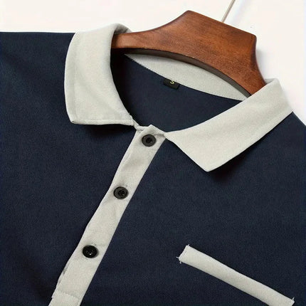 Langermet Polo for Menn – Klassisk Business-Casual Skjorte med Krage (Vår & Høst)