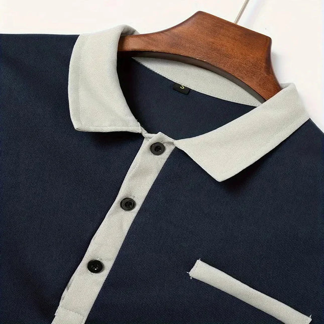 Langermet Polo for Menn – Klassisk Business-Casual Skjorte med Krage (Vår & Høst)