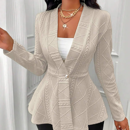 Elegant Dameblazer – Tykk Jacquard Jakke til Høst og Vinter