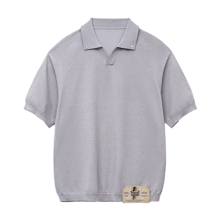 Vintage Polo til Herre – Løs Kortermet Sommertopp med Seagull Collar
