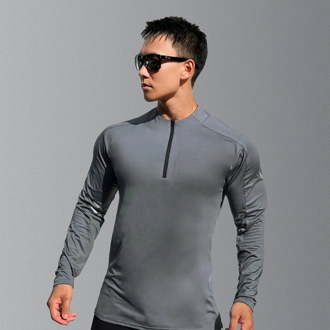 Herre Sport T-skjorte med Lange Ermer – Pustende & Quick Dry