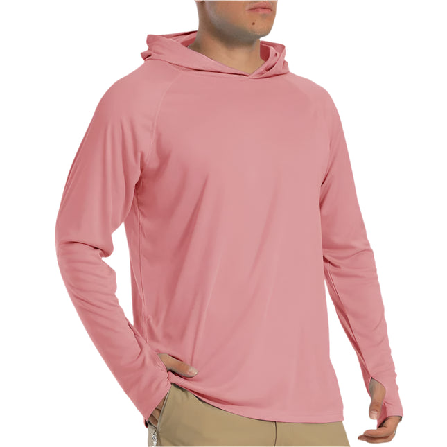 UV-beskyttende Langermet T-skjorte med Hette – Lett og Hurtigtørkende for Herre
