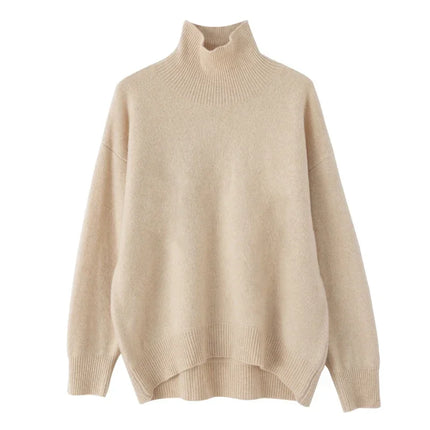 Ullgenser for Dame – Høyhalset Myk Strikkegenser med Lange Ermer | Varm, Klassisk & Komfortabel til Vinteren