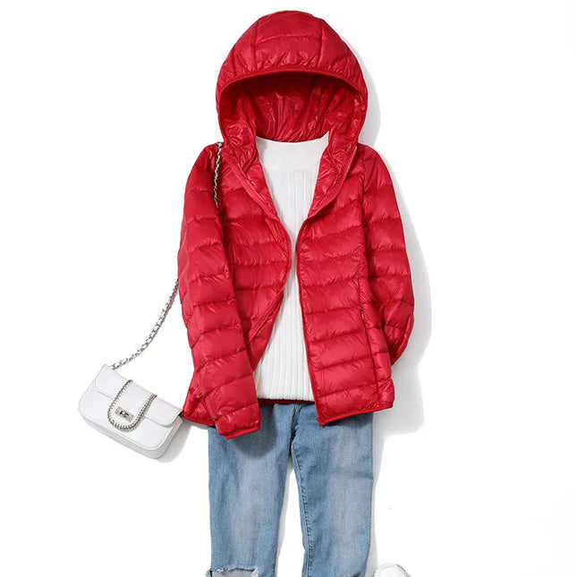 Dame Dunjakke med Hette – Ultralett & Kort Pufferjakke | Vindavvisende & Pustende