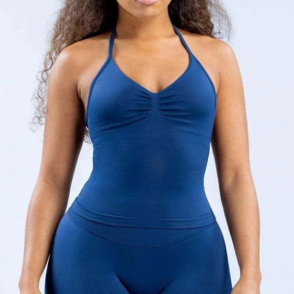 Sporty Treningstopp for Dame – Halterneck med Åpen Rygg og Innebygd BH