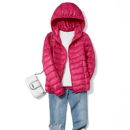 Dame Dunjakke med Hette – Ultralett & Kort Pufferjakke | Vindavvisende & Pustende