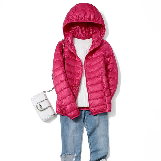 Dame Dunjakke med Hette – Ultralett & Kort Pufferjakke | Vindavvisende & Pustende
