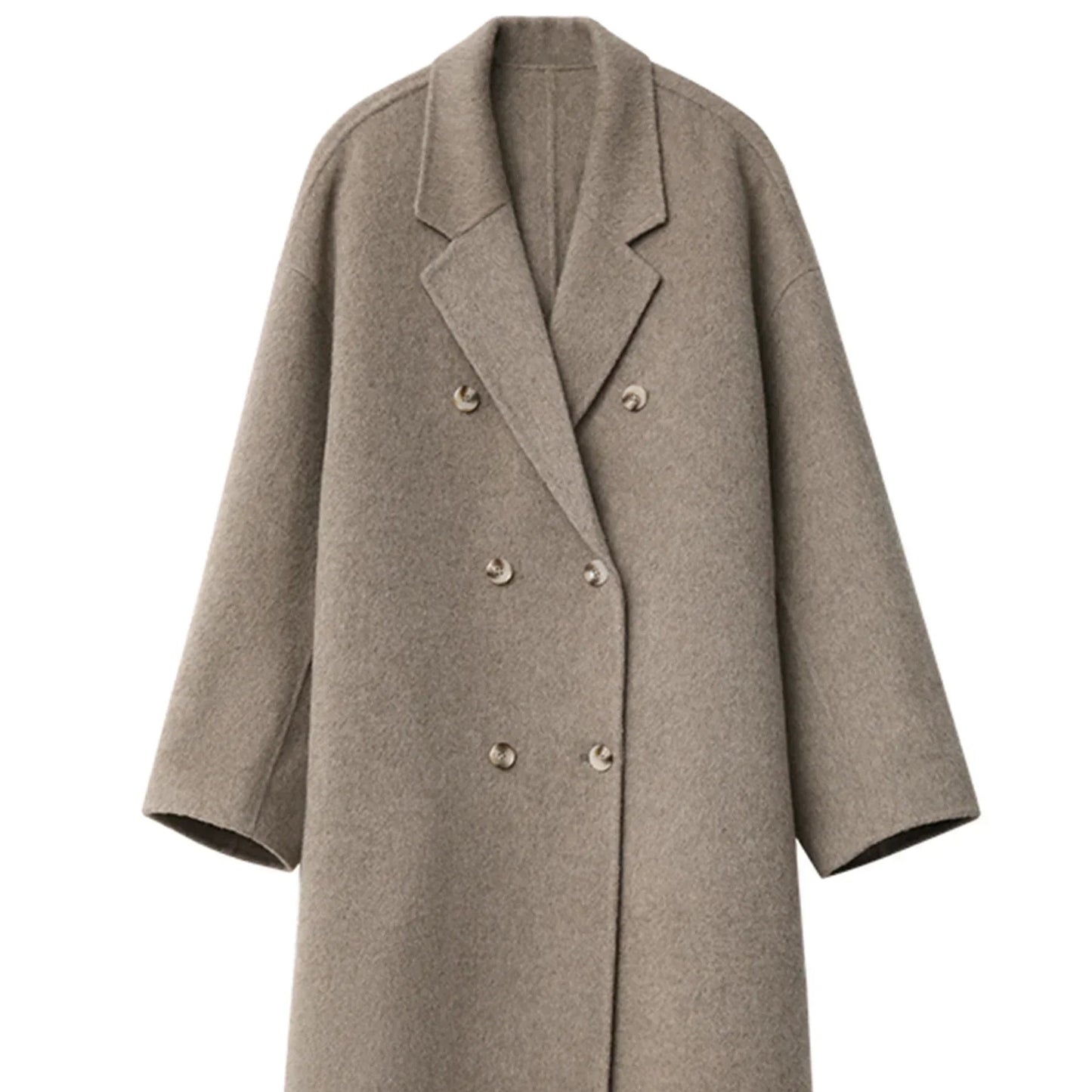 Ullfrakk for Dame – Dobbeltspent Lang Kåpe | Klassisk & Tidløs Stil for Høst og Vinter 2024