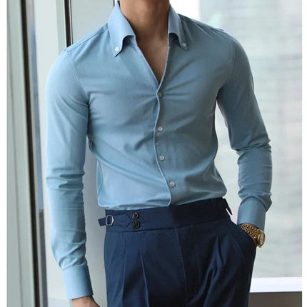 Italiensk Herreskjorte med Krage – Strykefri Slim Fit Skjorte | Elegant og Moderne Skjorte til Business og Fritid