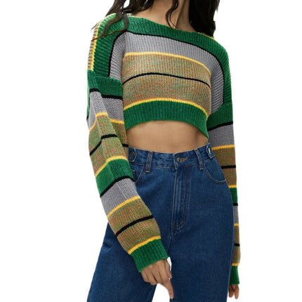 Y2K Strikkegenser for Dame – Stripete & Tykk Pullover | Trendy E-girl Høst/Vinter 2025