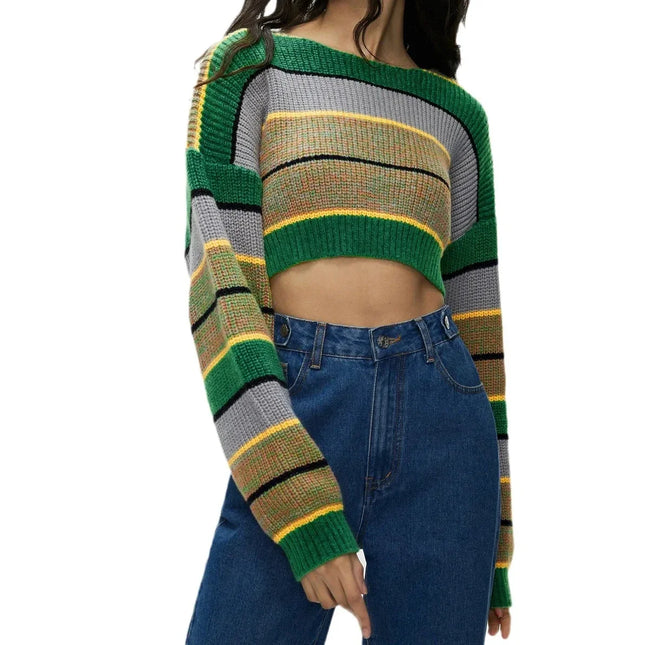 Y2K Strikkegenser for Dame – Stripete & Tykk Pullover | Trendy E-girl Høst/Vinter 2025