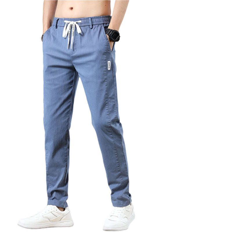 Klassiske Herrebukser i Bomull – Ensfarget, Full Lengde og Perfekte til Business Casual