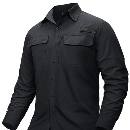 Hurtigtørkende Fiske- og Tur-Skjorte for Menn – UPF 50+ Solbeskyttelse | Pustende Skjorte med Mesh og Lommer